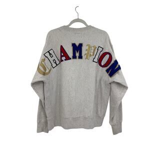 Champion Reverse Weave Men’s Large Gray Crewneck Sweatshirt Logo Heavyweight Y2K